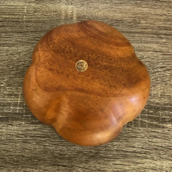 Hand Carved Flower Wooden Bowl - Picture 5 of 8